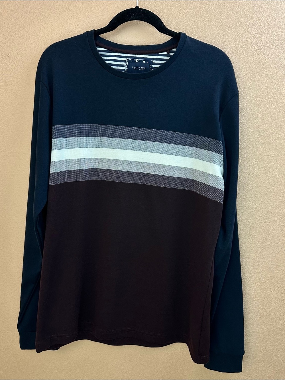 Cactus Man Ricky Singh XL Long Sleeve Tee Colorblock Striped Cotton Blend